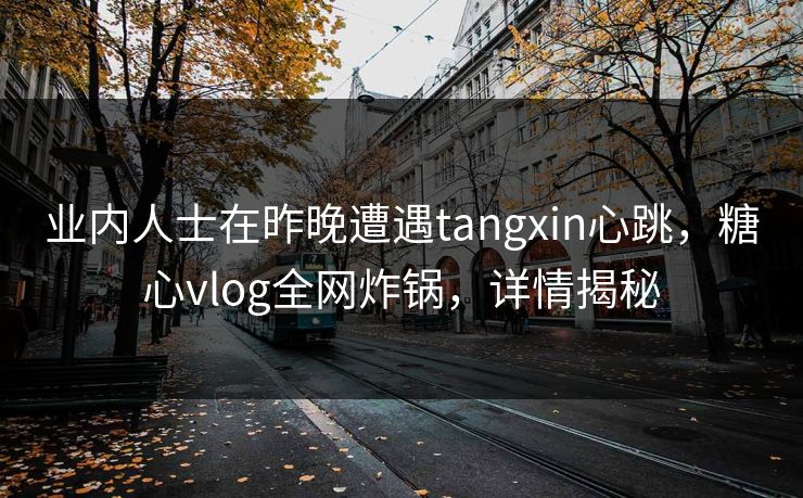 业内人士在昨晚遭遇tangxin心跳，糖心vlog全网炸锅，详情揭秘