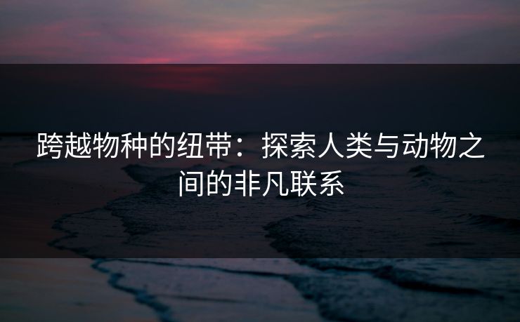 跨越物种的纽带：探索人类与动物之间的非凡联系