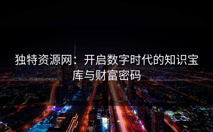 独特资源网：开启数字时代的知识宝库与财富密码