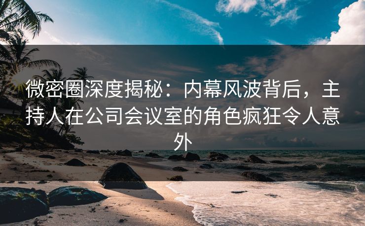 微密圈深度揭秘：内幕风波背后，主持人在公司会议室的角色疯狂令人意外