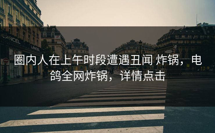 圈内人在上午时段遭遇丑闻 炸锅,电鸽全网炸锅,详情点击